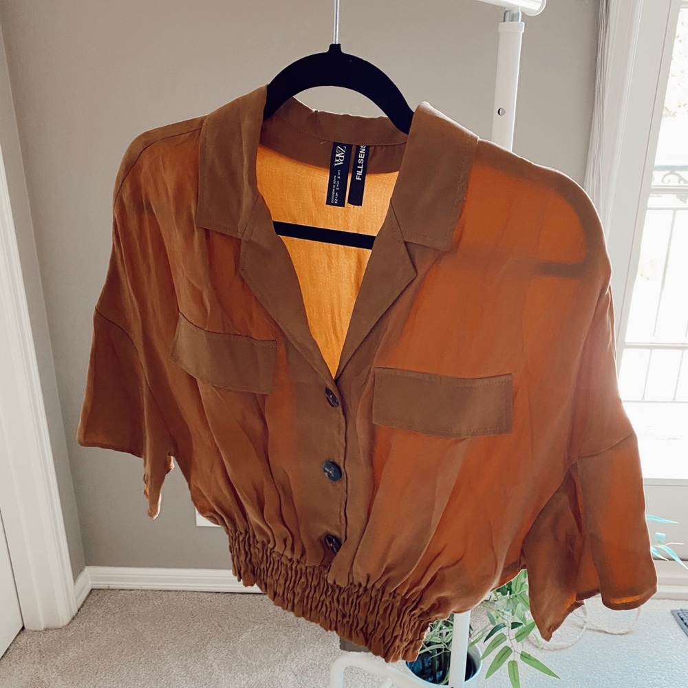 Zara Top- Tan/Brown Trendy